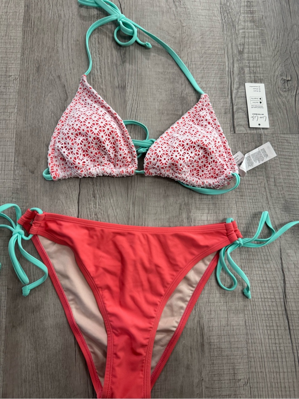 Cupshe Coral Bikini with Mint Trim